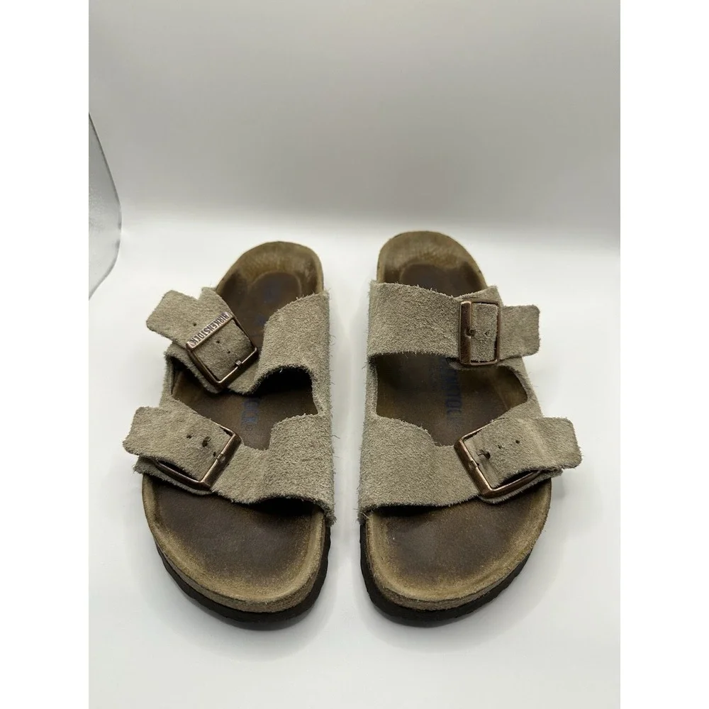 Birkenstock Arizona sandals Suede Leather Taupe Women's 7 And Eu38